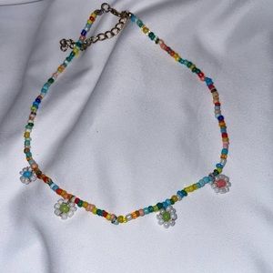 beaded floral flower necklace